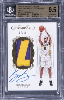 2017-18 Panini Flawless #9 Kyle Kuzma Signed Vertical Patch Card (#07/10) – BGS GEM MINT 9.5/BGS 10